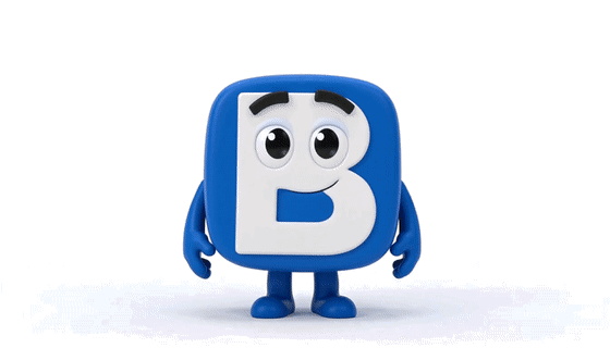 Mascot Bisnes Live — watak biru dalam proses sambil halaman jualan dibina.